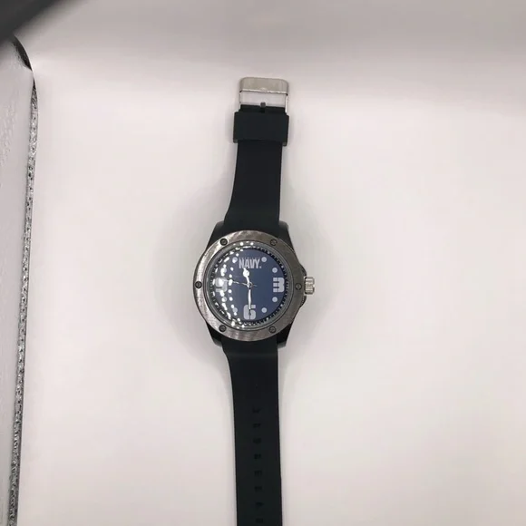 America’s Navy Men's Watch Black Band Navy Blue Face New Battery Clean - Picture 6 of 9